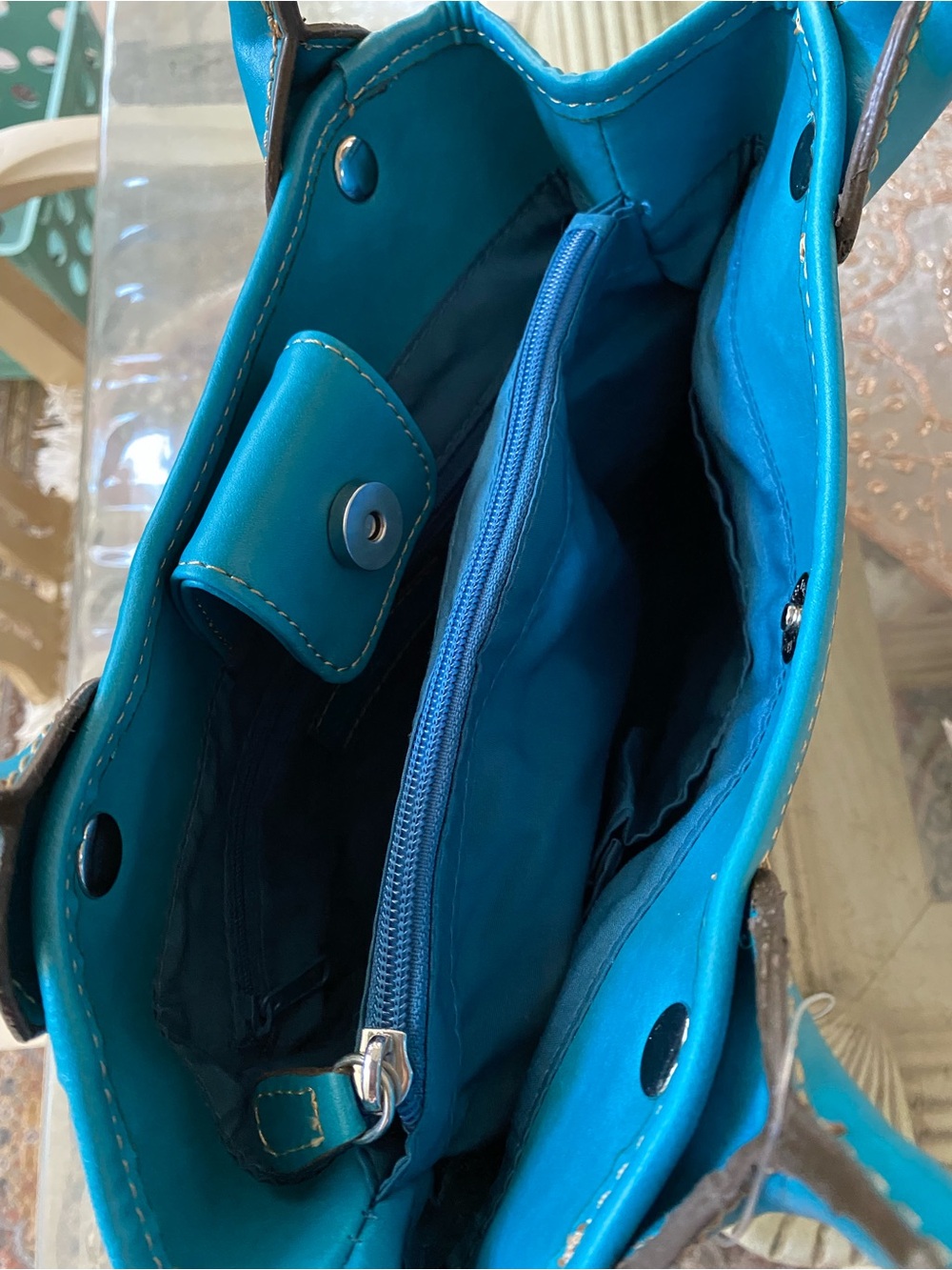 St. John's Bay Teal Double-Handle Shoulder Bag - Picture 4 of 5